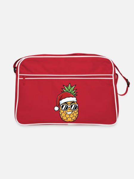 Weihnachten Ananas Kunst - Retro Tasche - Rot/Weiß - Vorne