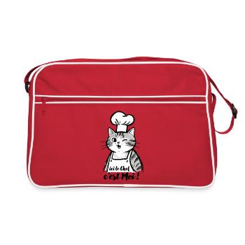 Chat Chef cuisinier, ici le chef c'est moi ! - Sac Retro - rouge/blanc - Devant