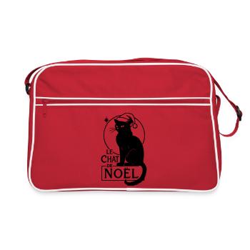 Le Chat de Noël – Vintage Christmas Cat - Retro Tasche - Rot/Weiß - Vorne