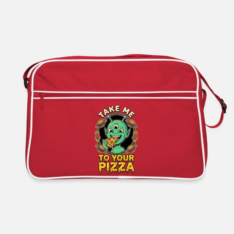Take Me To Your Pizza Alien Retro Tasche