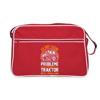 Trecker Landwirt Bauer Traktorfahrer Traktor - Retro Tasche - Rot/Weiß - Vorne