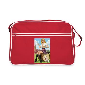 British Pin-up with Bulldog and London - Retro Bag - red/white - Front