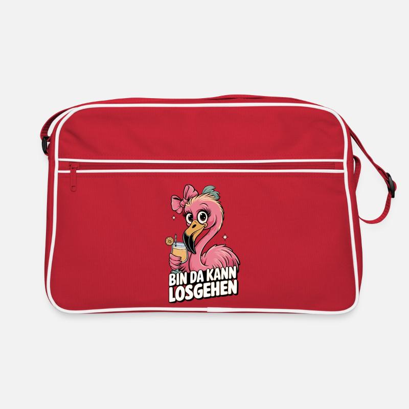 Flamingo Slogan Motif Bin da can start Retro Bag