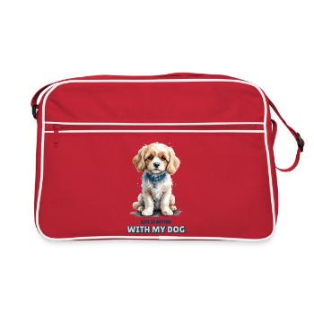 La vie est meilleure avec mon chien - Aquarelle Cavachon - Sac Retro - rouge/blanc - Devant