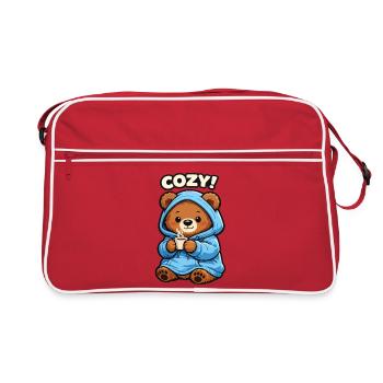 Cuddly Bear with Hoodie Coffee - Retro Bag - red/white - Front