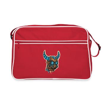 Masque Steampunk Cornu Bleuté - Sac Retro - rouge/blanc - Devant