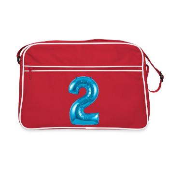 2e anniversaire, deuxième anniversaire Ballon hélium - Sac Retro - rouge/blanc - Devant
