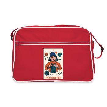 Cozy Knitter Card - Retro Tasche - Rot/Weiß - Vorne