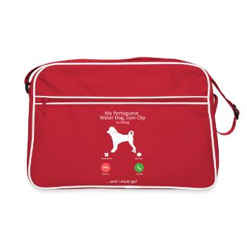 Portuguese Water Dog Is Calling Funny Lion Clip - Retro Bag - red/white - Front