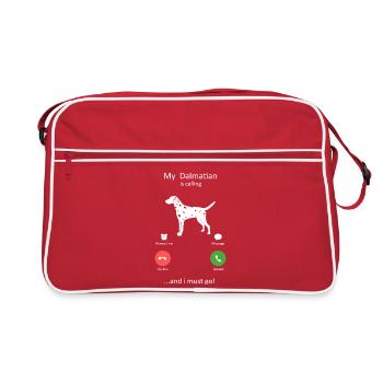 My Dalmatian Is Calling Funny Dog Silhouette - Retro Bag - red/white - Front