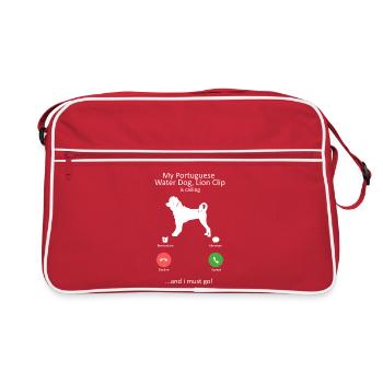 Portuguese Water Dog Lion Clip Calling Design - Retro Bag - red/white - Front