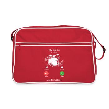 Meine Trommeln rufen und ich muss Musik und Kunst - Retro Tasche - Rot/Weiß - Vorne