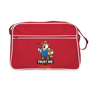 Trust Me Farmer Chicken Illustration - Retro Bag - red/white - Front
