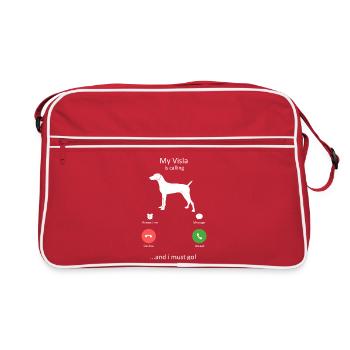 Appel Vizsla : Écran téléphonique entrant drôle - Sac Retro - rouge/blanc - Devant