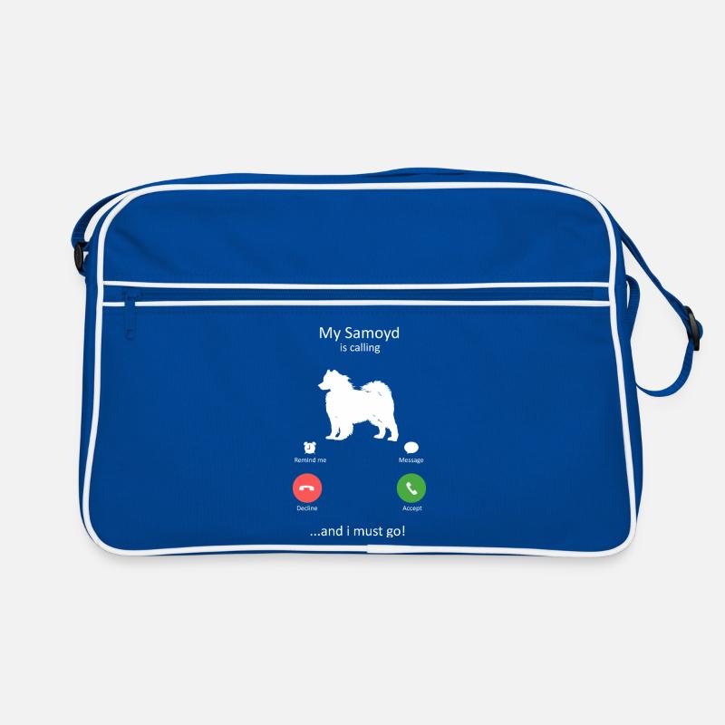 Interface téléphonique Samoyède appelant le chien drôle Sac Retro