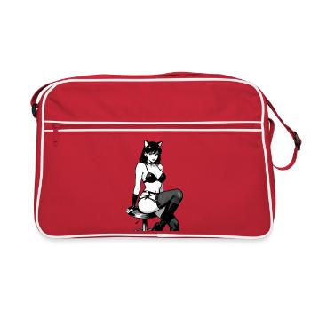 Catgirl sexy d’anime – Style manga en noir et blanc - Sac Retro - rouge/blanc - Devant