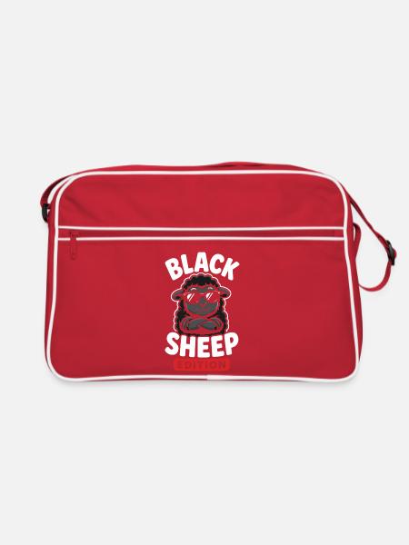Black sheep with sunglasses - Retro Bag - red/white - Front
