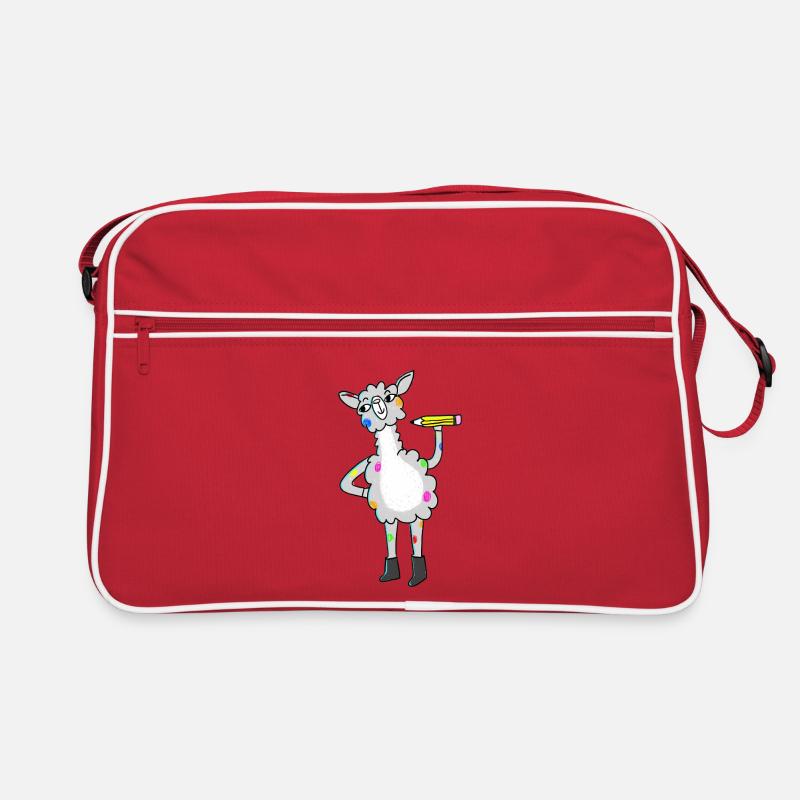 Lama avec des points colorés et un crayon Sac Retro