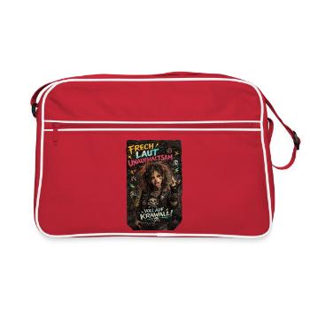 Frech. Laut. Unaufhaltsam. Voll auf Krawall! - Retro Tasche - Rot/Weiß - Vorne