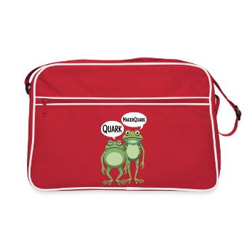  Quark MagerQuark Lustige Frösche Wortspiel Frosch - Retro Tasche - Rot/Weiß - Vorne