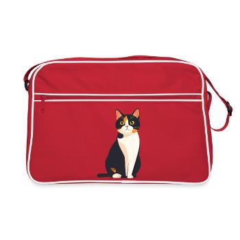 Calico Katze Farbmuster - Retro Tasche - Rot/Weiß - Vorne