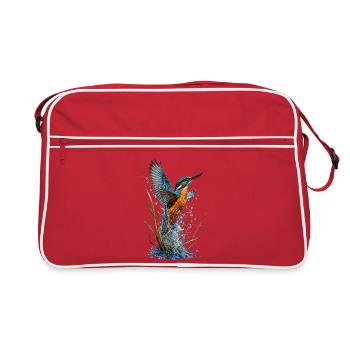 Martin-pêcheur éclatant sur cascade - Sac Retro - rouge/blanc - Devant