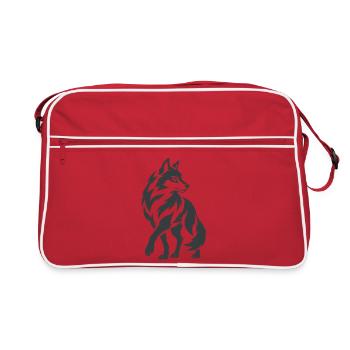 Loup géométrique – Silhouette - Sac Retro - rouge/blanc - Devant