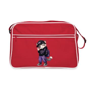 Chaton Aventurier Violet Étoiles - Sac Retro - rouge/blanc - Devant
