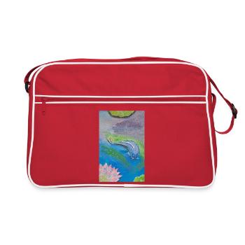 Poisson tropical bleu sur lotus - Sac Retro - rouge/blanc - Devant
