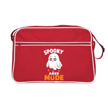 Spooky aber müde – Verschlafener Halloween-Geist - Retro Tasche - Rot/Weiß - Vorne