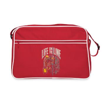 Vie d’ouvrier en hauteur industrielle en jeu - Sac Retro - rouge/blanc - Devant