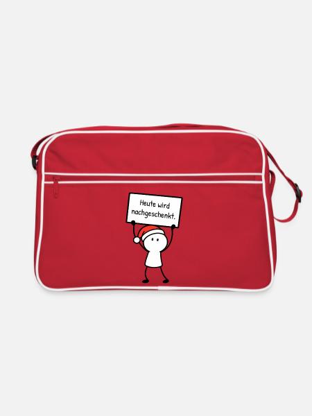 Heute wird nachgeschenkt. | Weihnachtshumor - Retro Tasche - Rot/Weiß