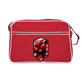 Rote Boxhandschuhe Patch - Retro Tasche - Rot/Weiß - Vorne