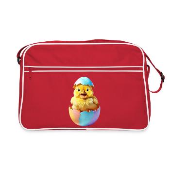 Kueken-Osterei - Retro Tasche - Rot/Weiß - Vorne