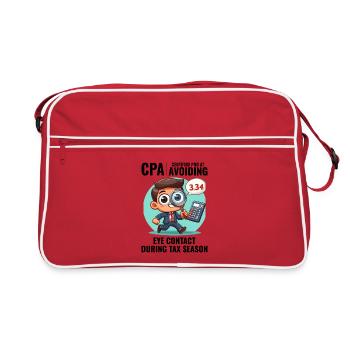 CPA: Number Ninja Dodging Eye Contact Accountant - Retro Bag - red/white - Front