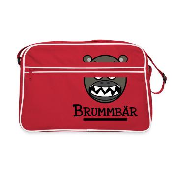 Brummbär - Bären Tshirt Accessoires Geschenkidee - Retro Tasche - Rot/Weiß - Vorne