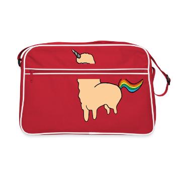 Alpaka Einhorn - Retro Tasche - Rot/Weiß - Vorne