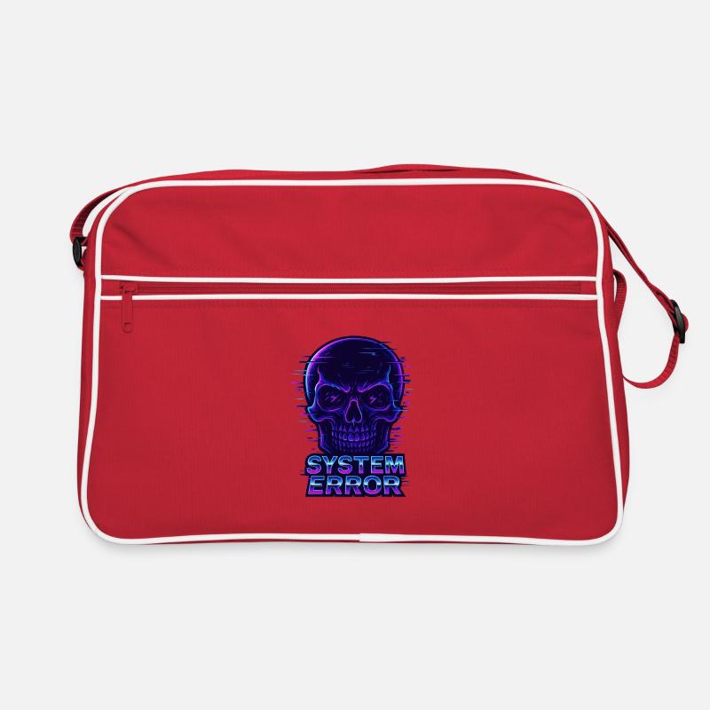 Crâne Neon Glitch avec texte d’erreur système Sac Retro