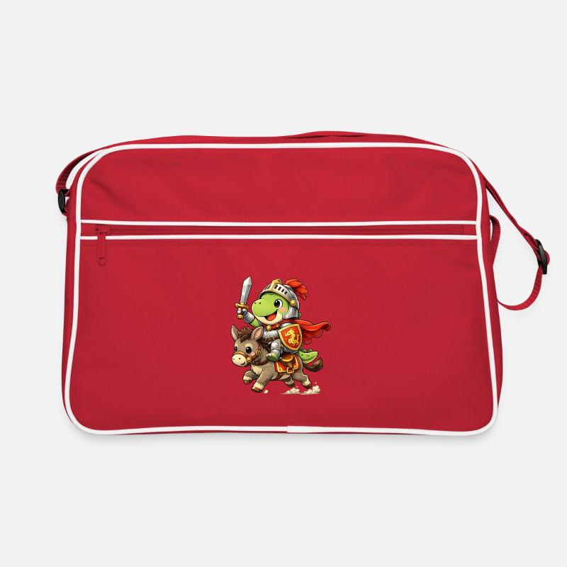 Dinosaurier-Ritter reitet Esel  Retro Tasche