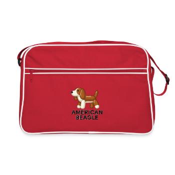 Beagle américain – Drôle de chien - Sac Retro - rouge/blanc - Devant