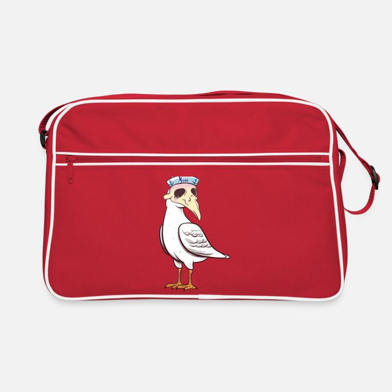 maritim Halloween Möwe Möwen Matrose - Retro Tasche - Rot/Weiß