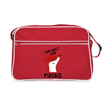 Bin halt ein Fuchs - schlau und clever - Sticker - Retro Tasche - Rot/Weiß - Vorne
