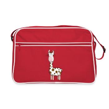 Crazy Lama - Lamas - Alpaka - Comic - Geschenk - Retro Tasche - Rot/Weiß - Vorne