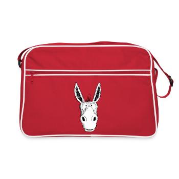 Donkey Is Happy I Donkey Head Comic I IA - Retro Bag - red/white - Front