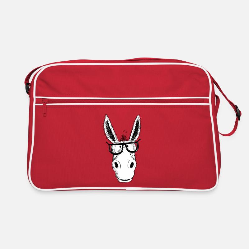 Cool Nerd Donkey With Glasses I Comic Drawing Retro Bag
