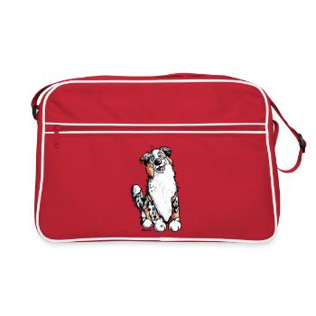 Funny Australian Shepherd - Retro Bag - red/white - Front