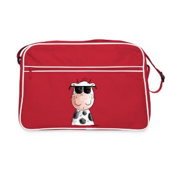 Vache cool avec des lunettes Je vache avec des lunettes de soleil - Sac Retro - rouge/blanc - Devant