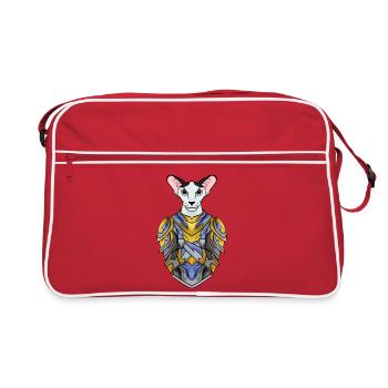 Ritter Katze Katzenrasse Orientalisch Kurzhaar - Retro Tasche - Rot/Weiß - Vorne