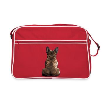 Französische Bulldogge - Retro Tasche - Rot/Weiß - Vorne