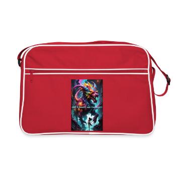 Fabuleux motif de dragon 👹 avec des couleurs néon - Sac Retro - rouge/blanc - Devant
